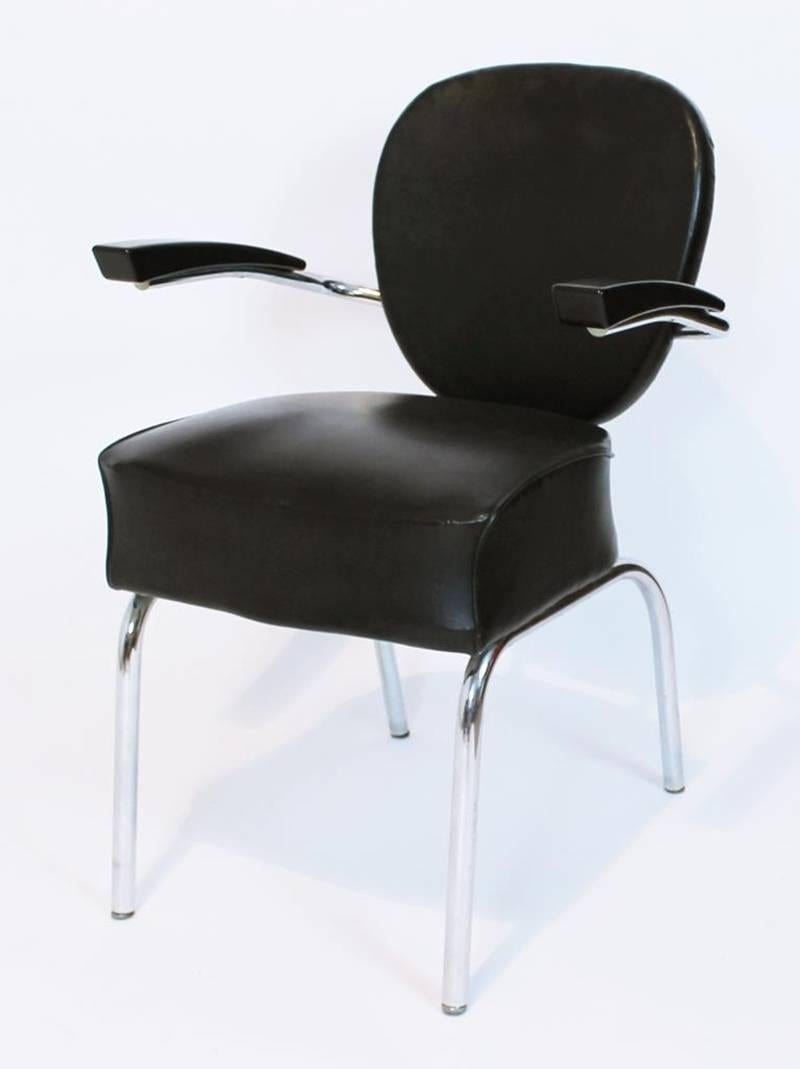 Art Deco Stil Streamline Sessel von Röder Söhne Deutschland 1950s (Stahl)