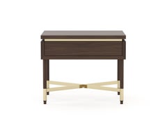 Art Deco Style Sublime Nightstand Made with Walnut and Brass