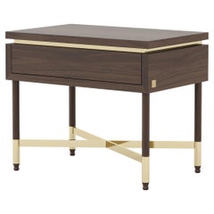 Art Deco Style Sublime Nightstand Made with Walnut and Brass