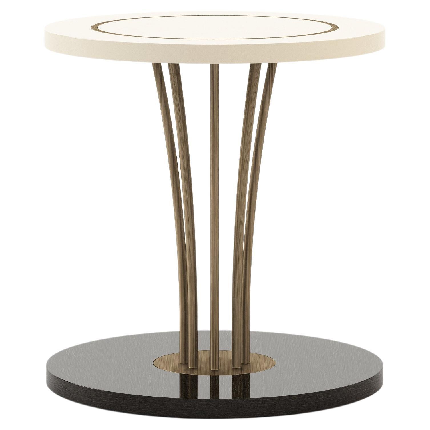 Art Deco style Sublime Side Table made with brass and lacquer, Handmade