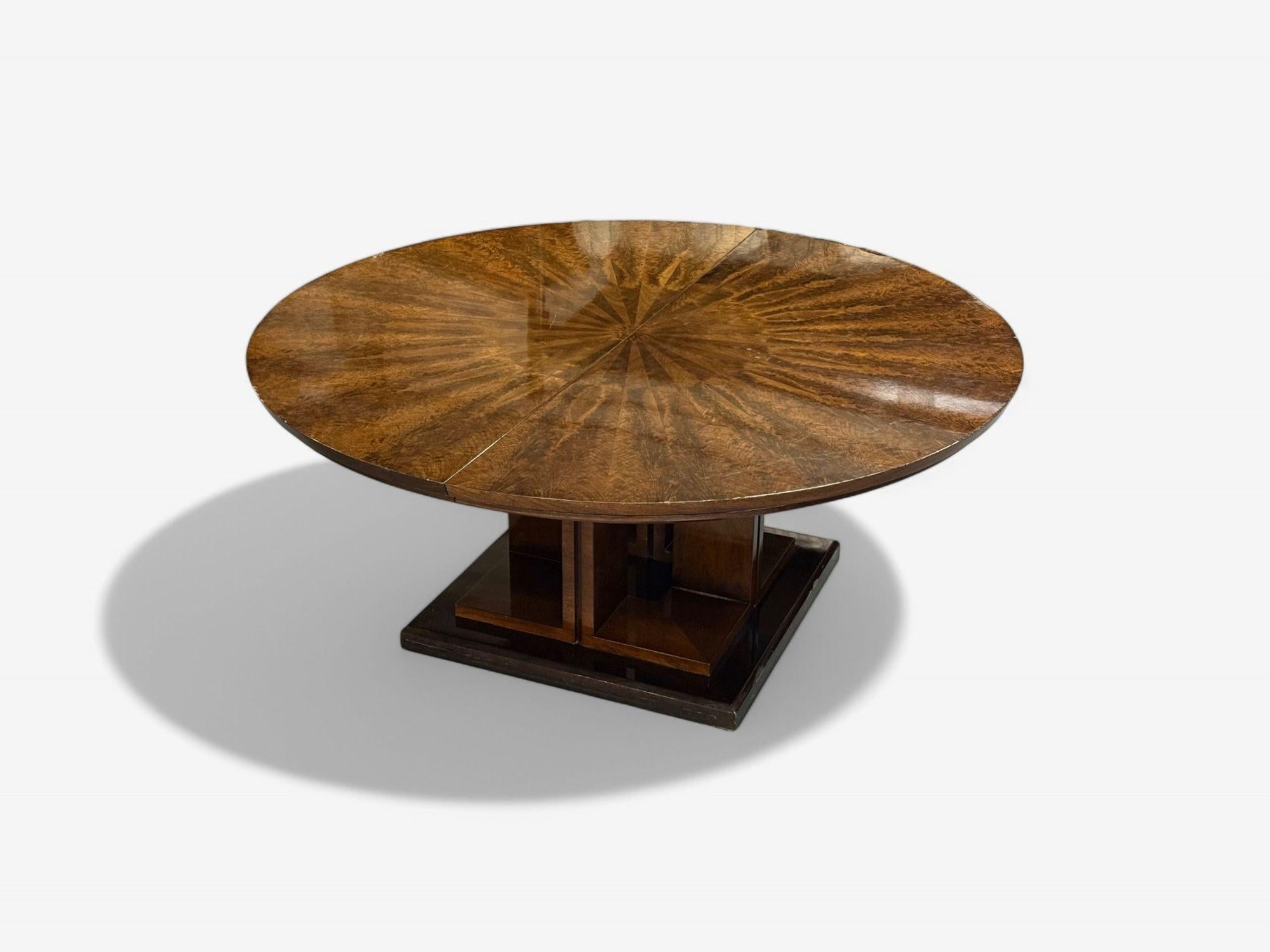Table de salle à manger de style Art déco, acajou Sunburst, laqué, table centrale, 20e siècle en vente 2