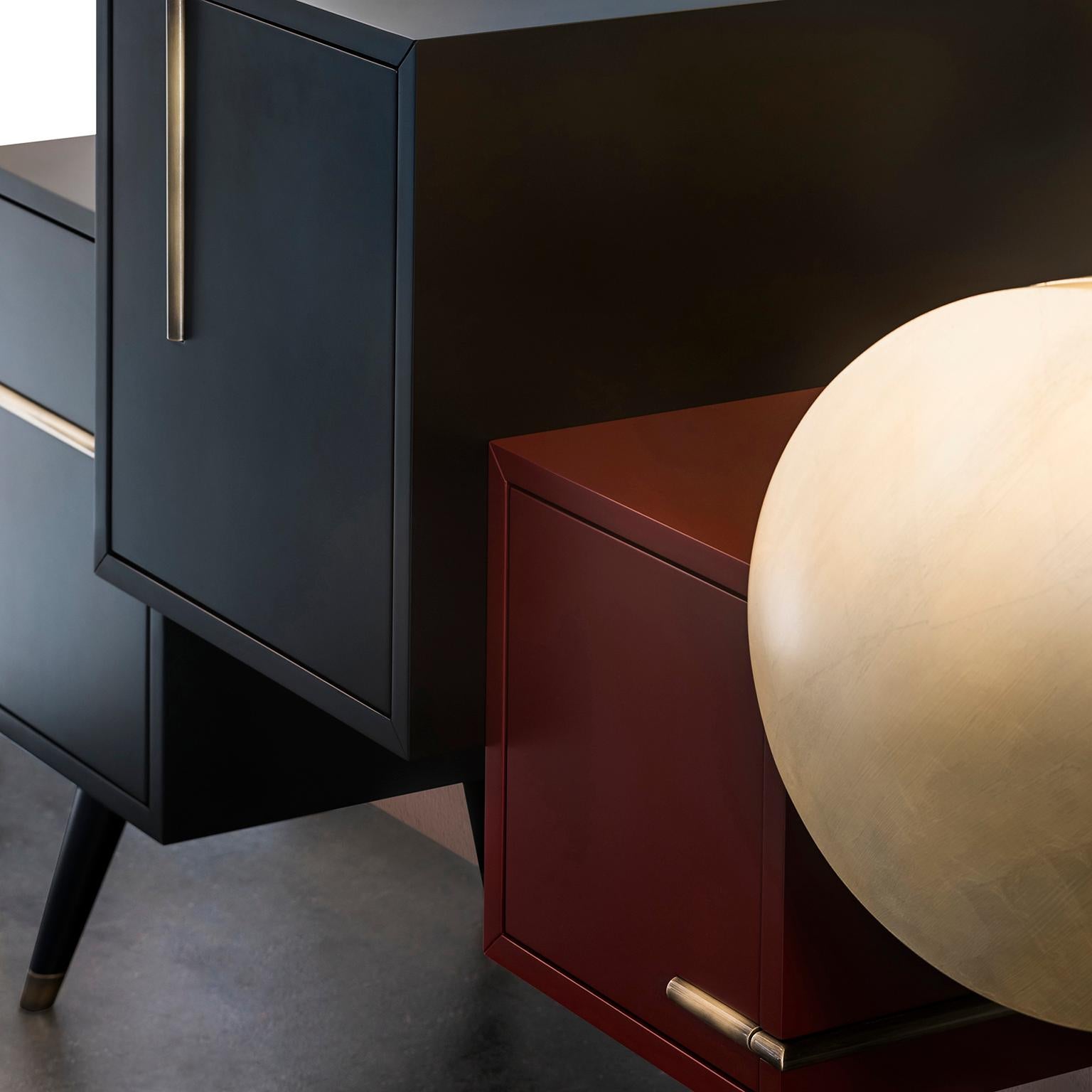 Art Deco Style Sunshine Sideboard, Black, Gold Leaf, Handmade by Greenapple For Sale 5