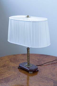 Art Deco style Swedish marble and brass table lamp 1940s
