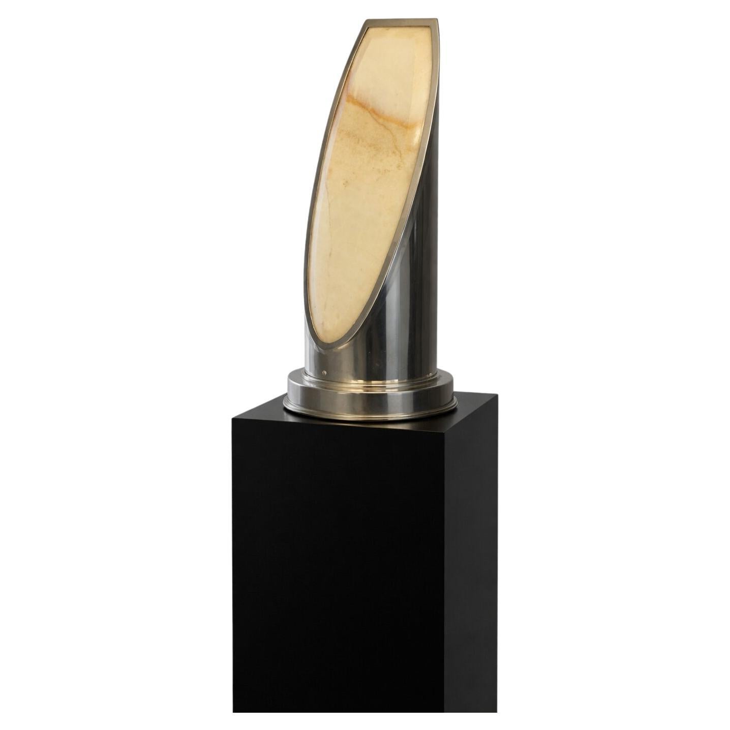 Art Deco Style Table Lamp 1970s, Onyx Marble Lamp For Sale