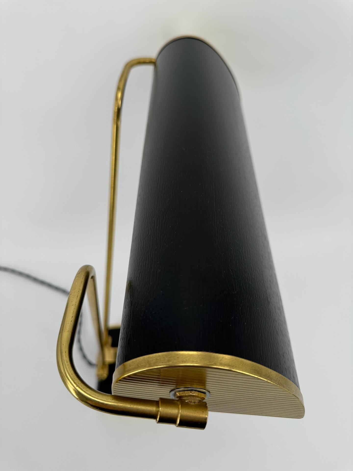 Art Deco Style Table Lamp by JUMO in Black And Brass Finish France Circa 1950 3