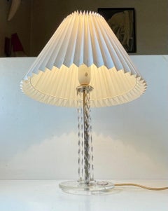 Art Deco Style Table Lamp in Twisted Lucite and Brass, 1950s