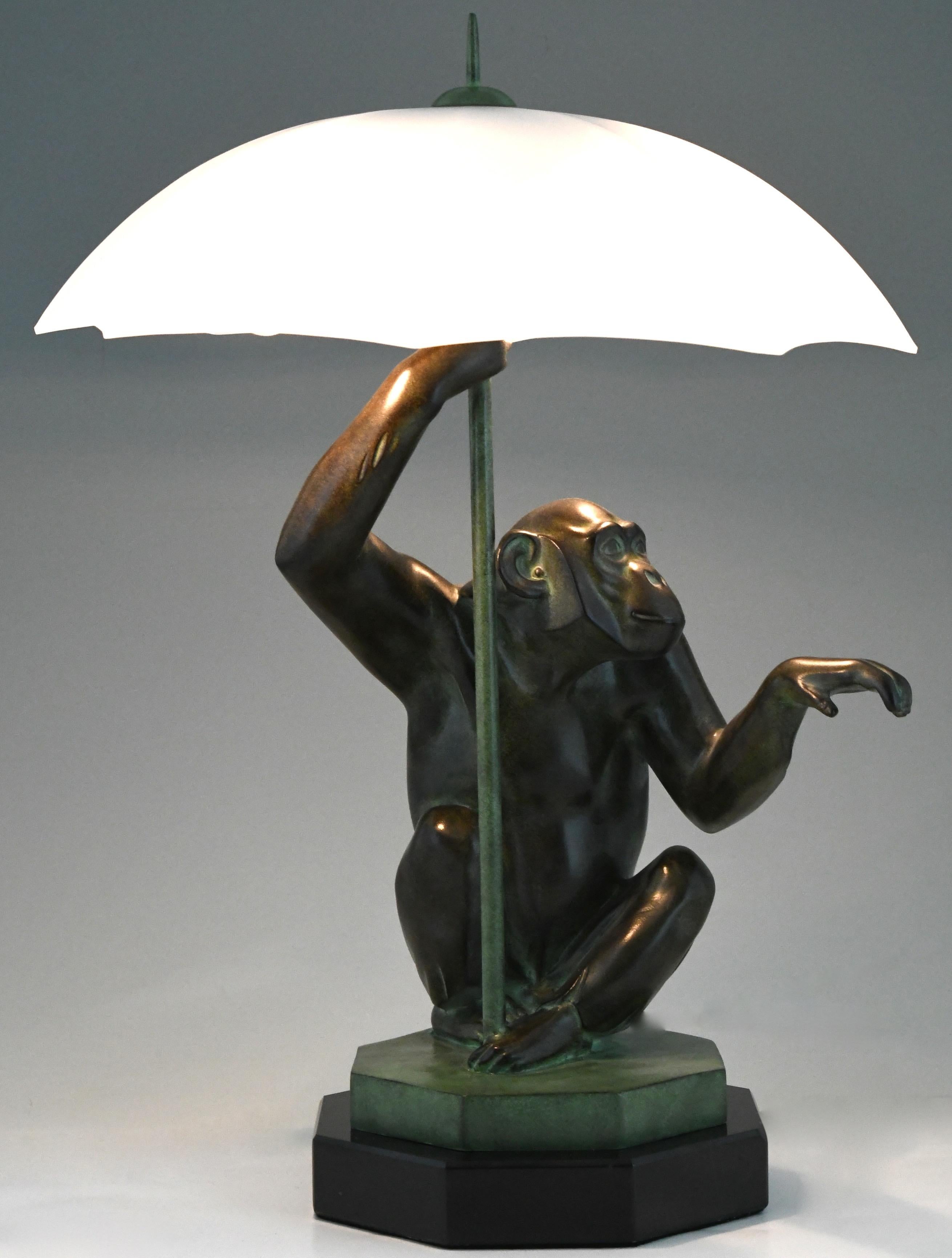 art deco monkey lamp