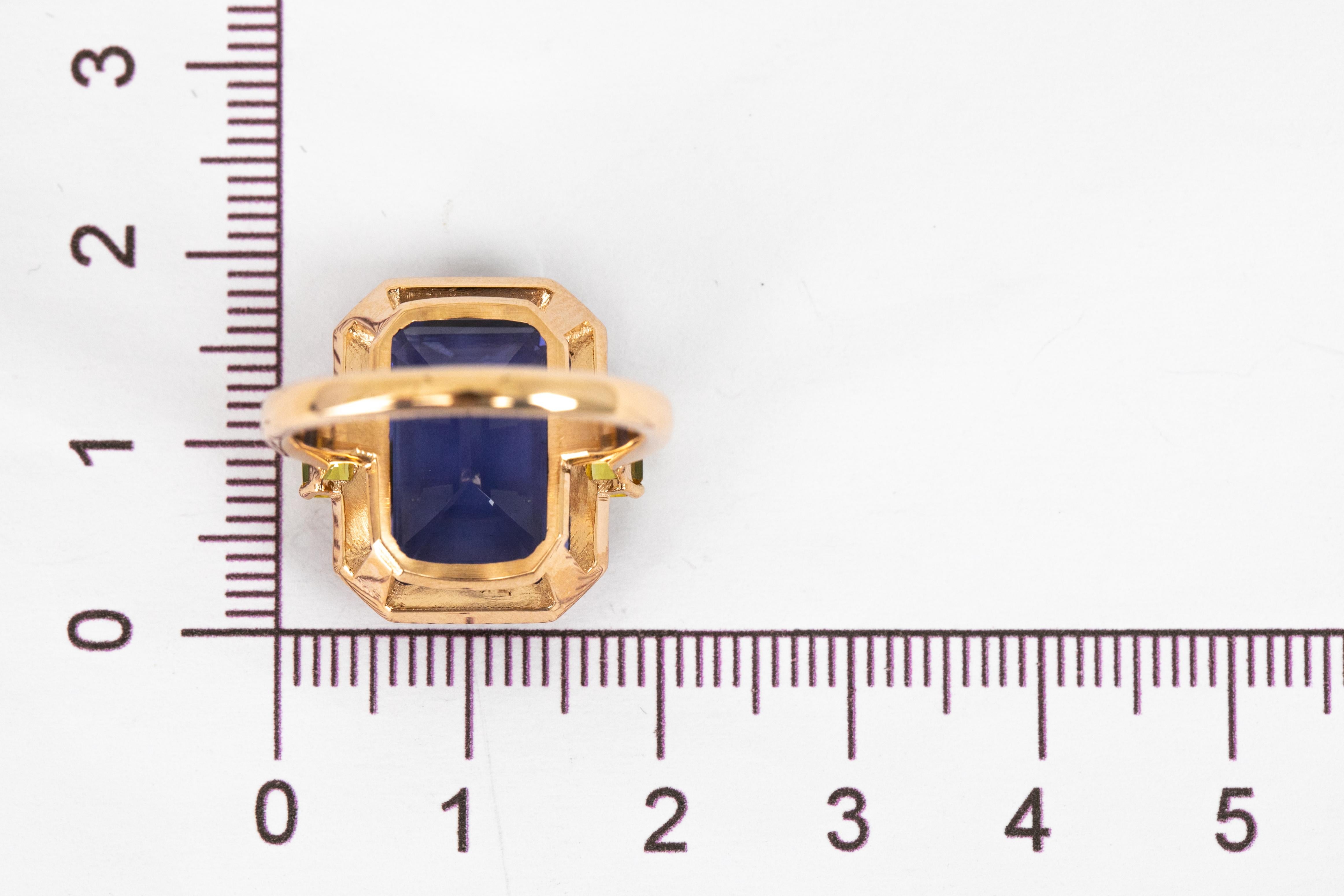 For Sale:  Art Deco Style Tanzanite and Yellow Sapphire Stone, 14K Solid Gold Rings 7