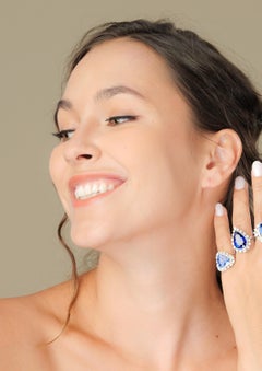 Sunita Nahata Art Deco Style Tanzanite Ring with Diamond in 18 Karat White Gold