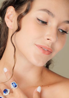 Sunita Nahata Art Deco Style Tanzanite Ring with Diamond in 18 Karat White Gold.