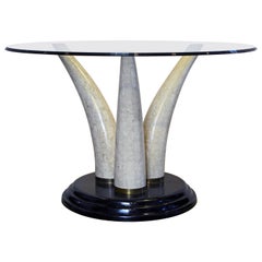 Art Deco Style Tessellated Faux Elephant Tusks Dining Table Manner of A. Redmile