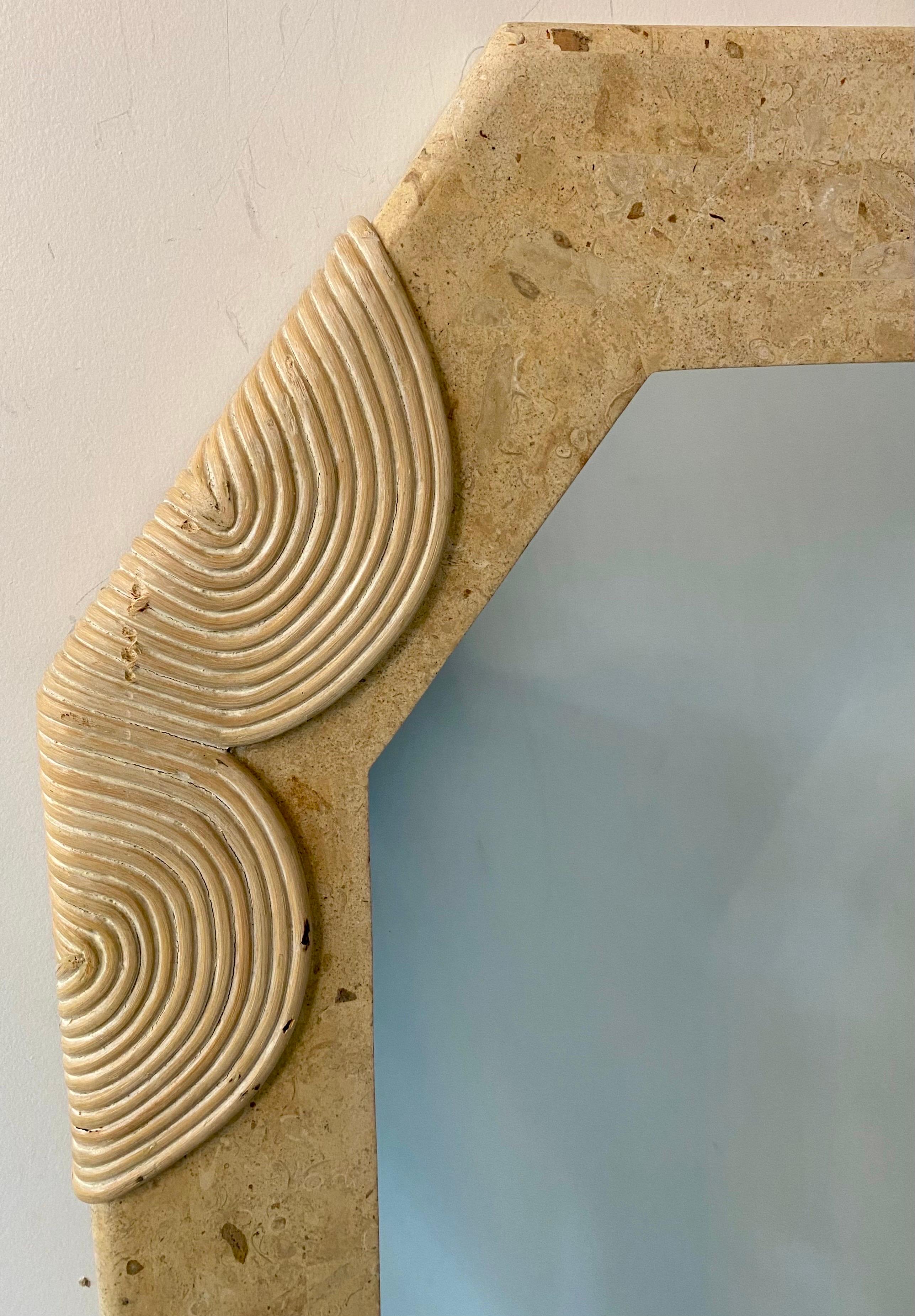 Art Deco Style Tessellated Mactan Stone Console or Wall Mirror 1