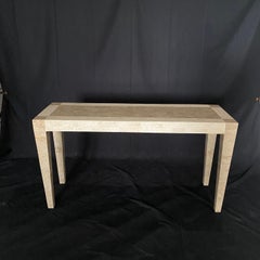 Art Deco Style Tessellated Stone or White Marble Console Table or Sofa Table