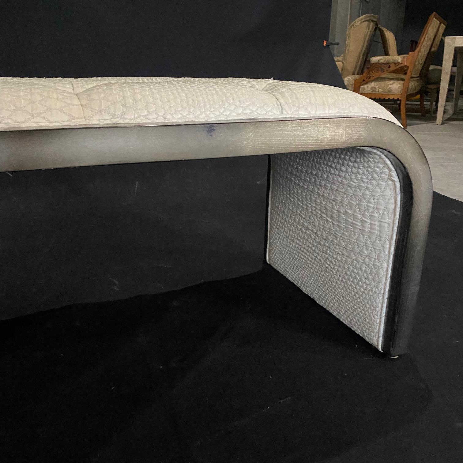  Table console ou table de canapé de style Art déco en pierre tessellée ou en marbre blanc  en vente 2