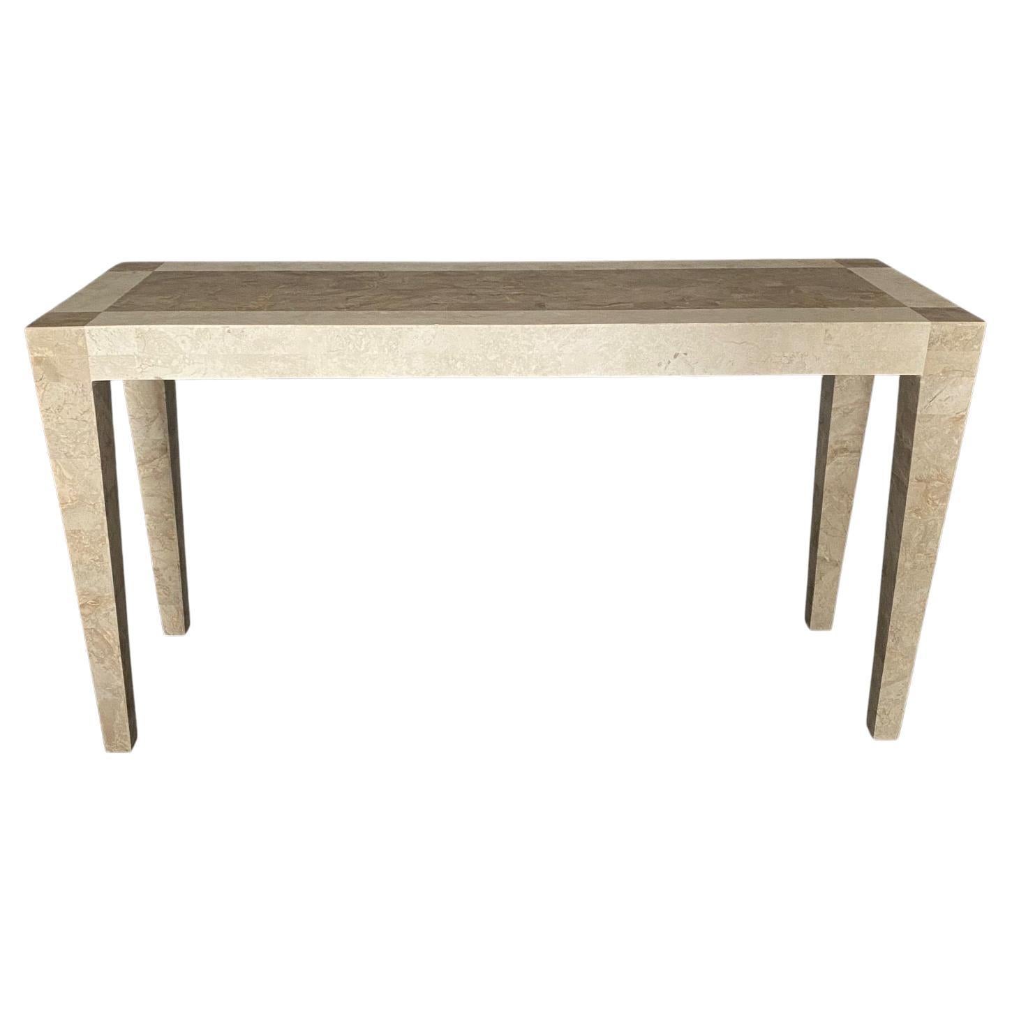  Table console ou table de canapé de style Art déco en pierre tessellée ou en marbre blanc  en vente