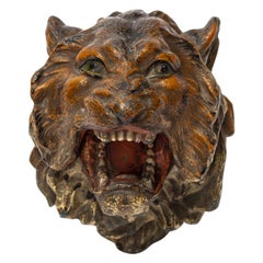 Art Deco Style Tiger Head Inkwell, Early 19th Century