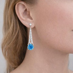 Art Deco Style Topaz and Colorless Topaz Drop Earrings silver, gold