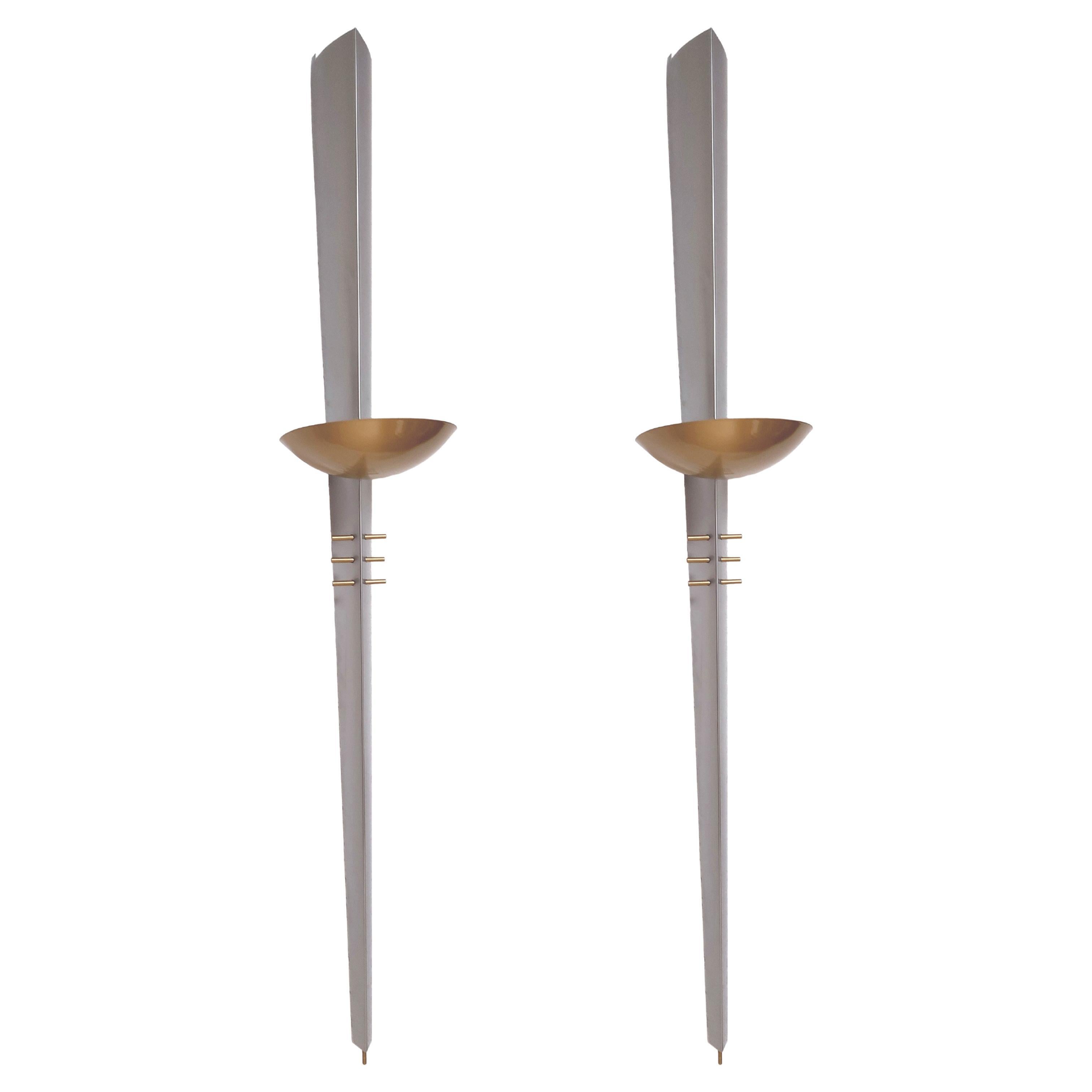 Art Deco Style Torchiere Wall Lights Six Feet Tall von Philips