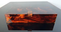 Art Deco Style Tortoise Lucite Trinket Box