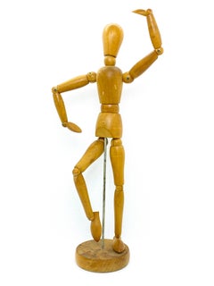 Art Deco Style Traditional Wooden Artist Mannequin Model Vintage, 1950s