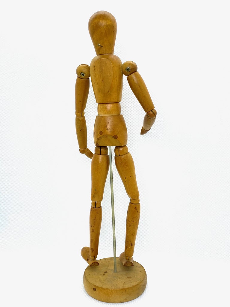 Art Deco Style Traditional Wooden Artist Mannequin Model Vintage, 1950s