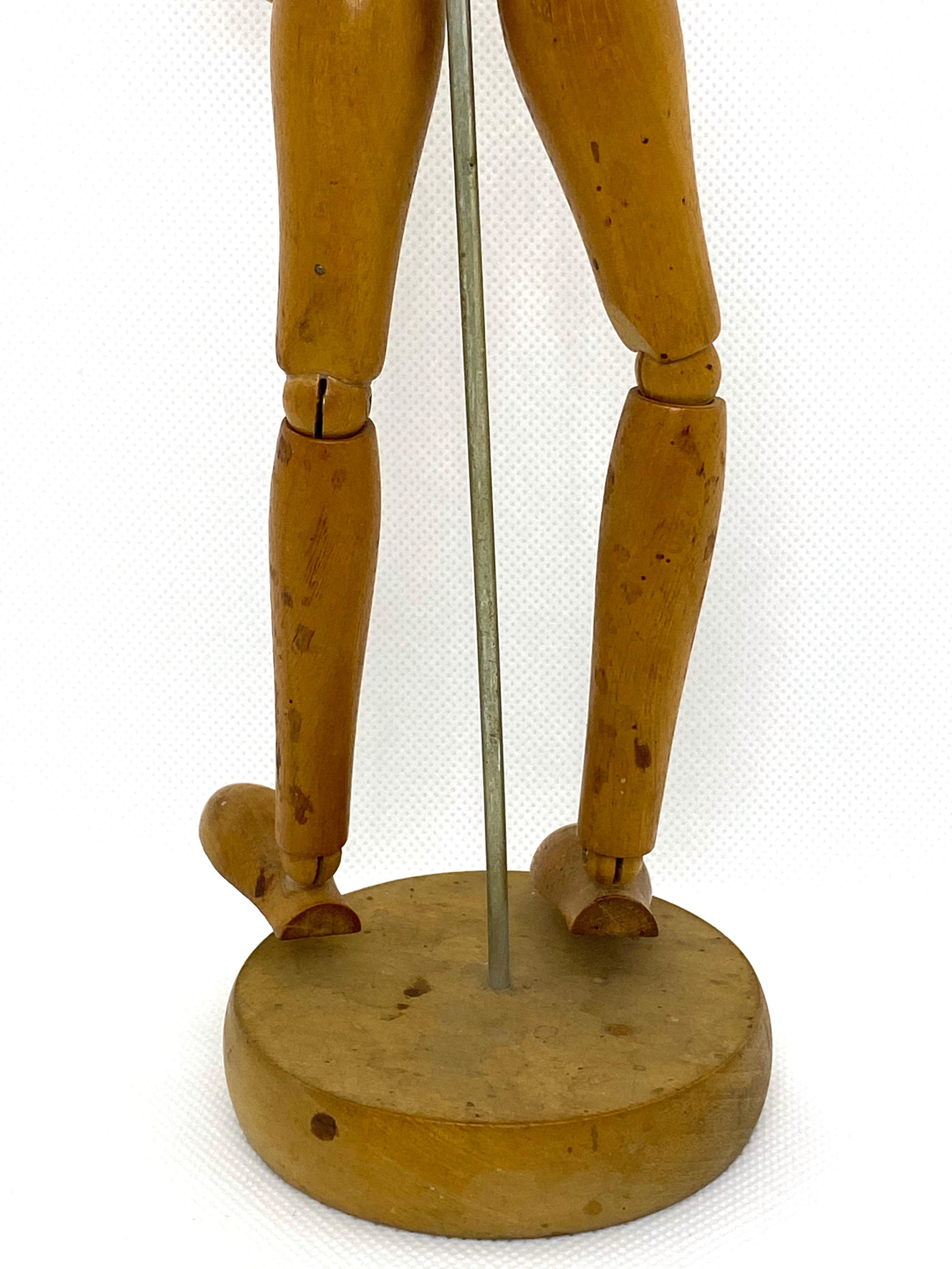 German Art Deco Style Traditional Wooden Artist Mannequin Model Vintage, 1950s For Sale