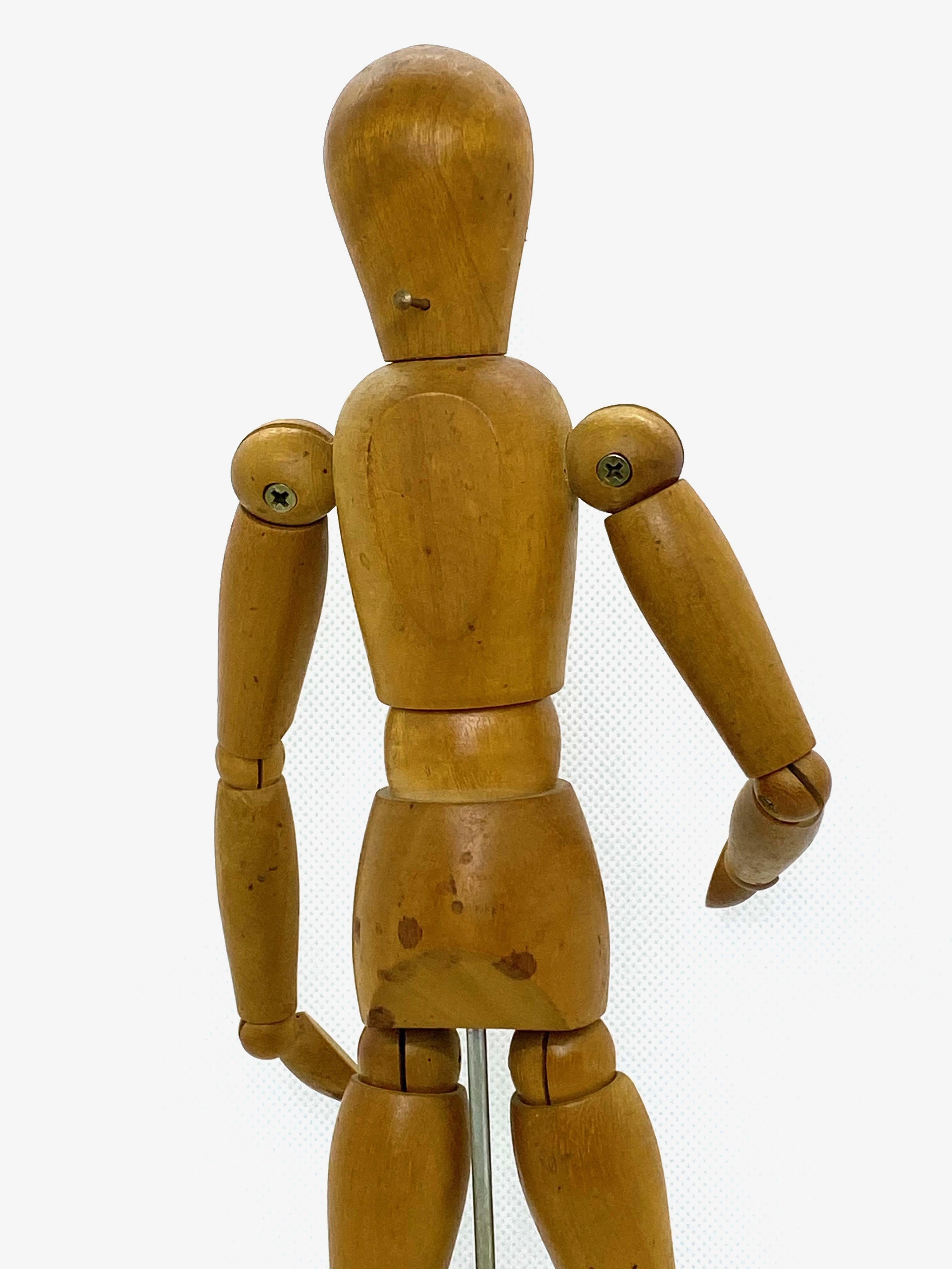 Milieu du XXe siècle Modèle vintage de mannequin d'artiste en bois traditionnel de style Art Déco, années 1950 en vente