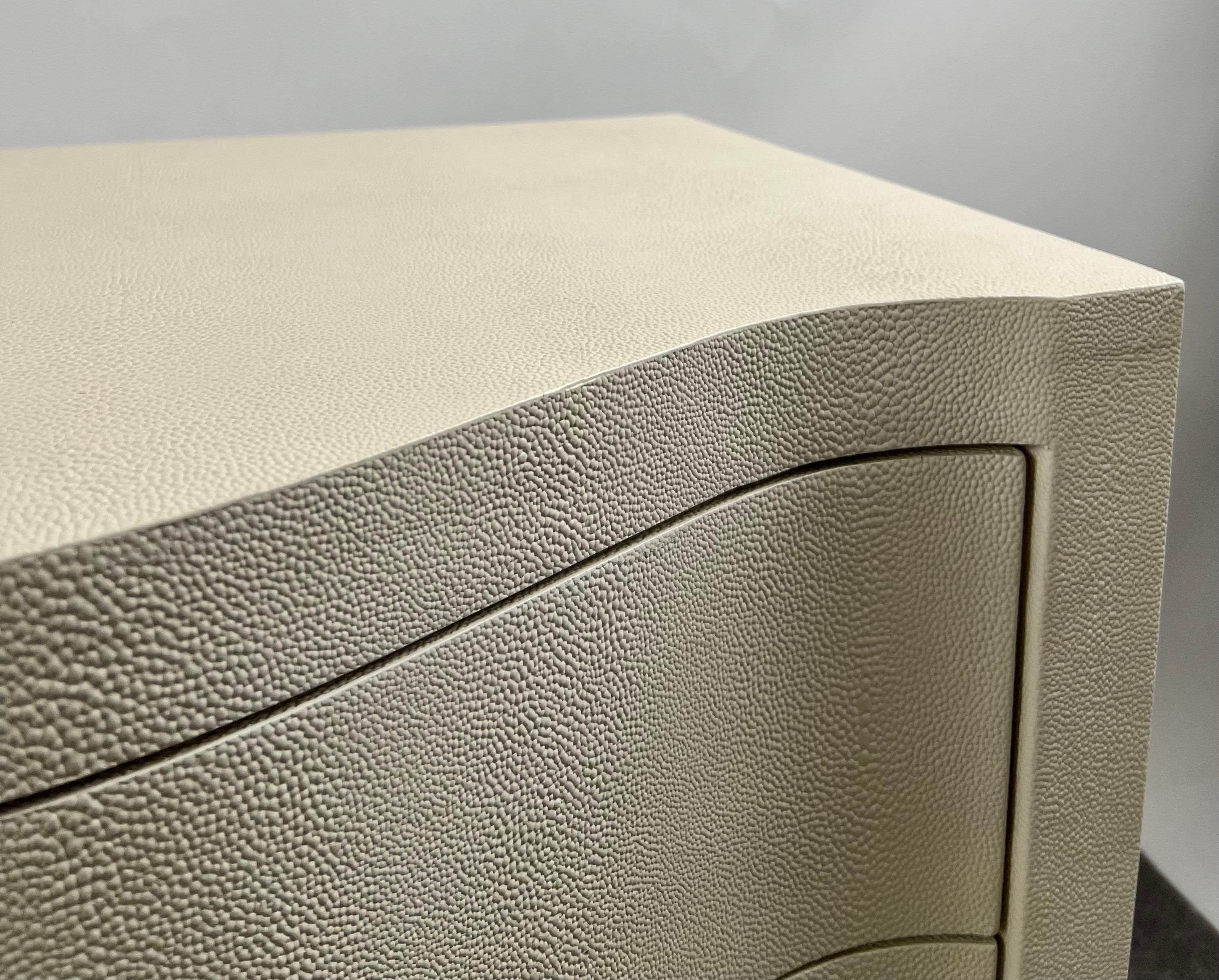 Art Deco Style Transitional Serpentine Faux Shagreen Nightstand or Dresser, Pair For Sale 8
