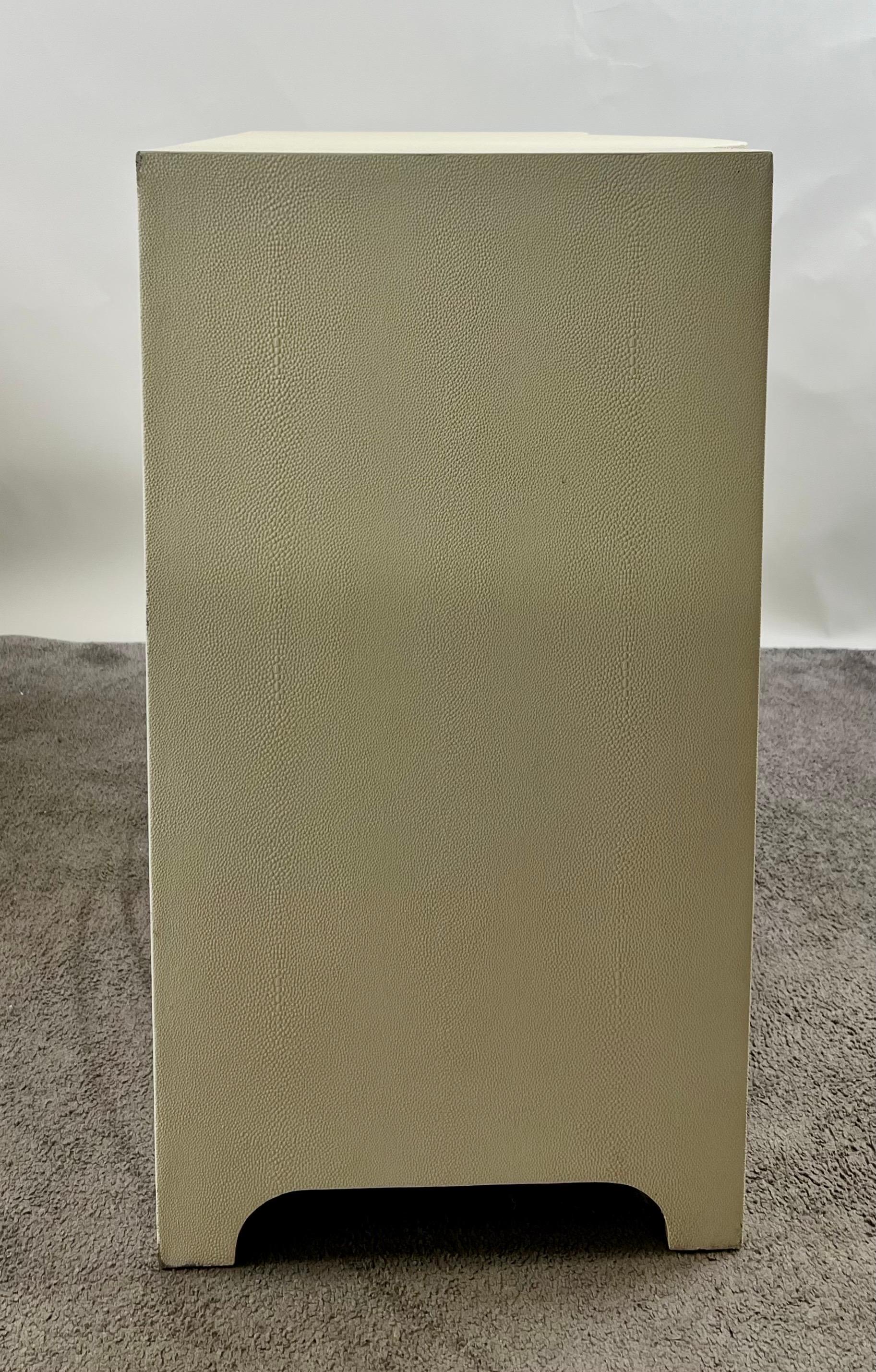 Art Deco Style Transitional Serpentine Faux Shagreen Nightstand or Dresser, Pair For Sale 9