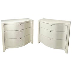 Art Deco Style Transitional Serpentine Faux Shagreen Nightstand or Dresser, Pair