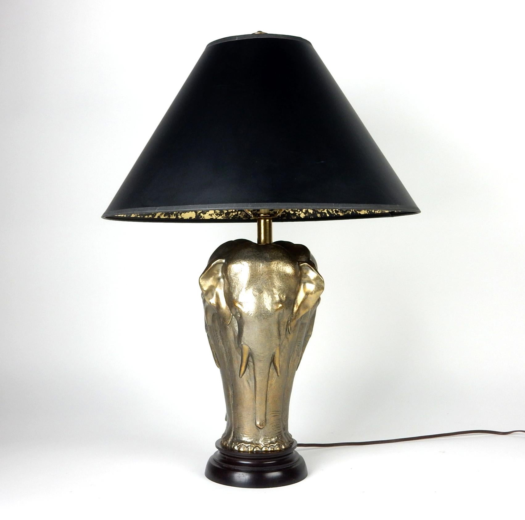 Art Deco Style Trio of Elephants Brass Table Lamp by Chapman 5