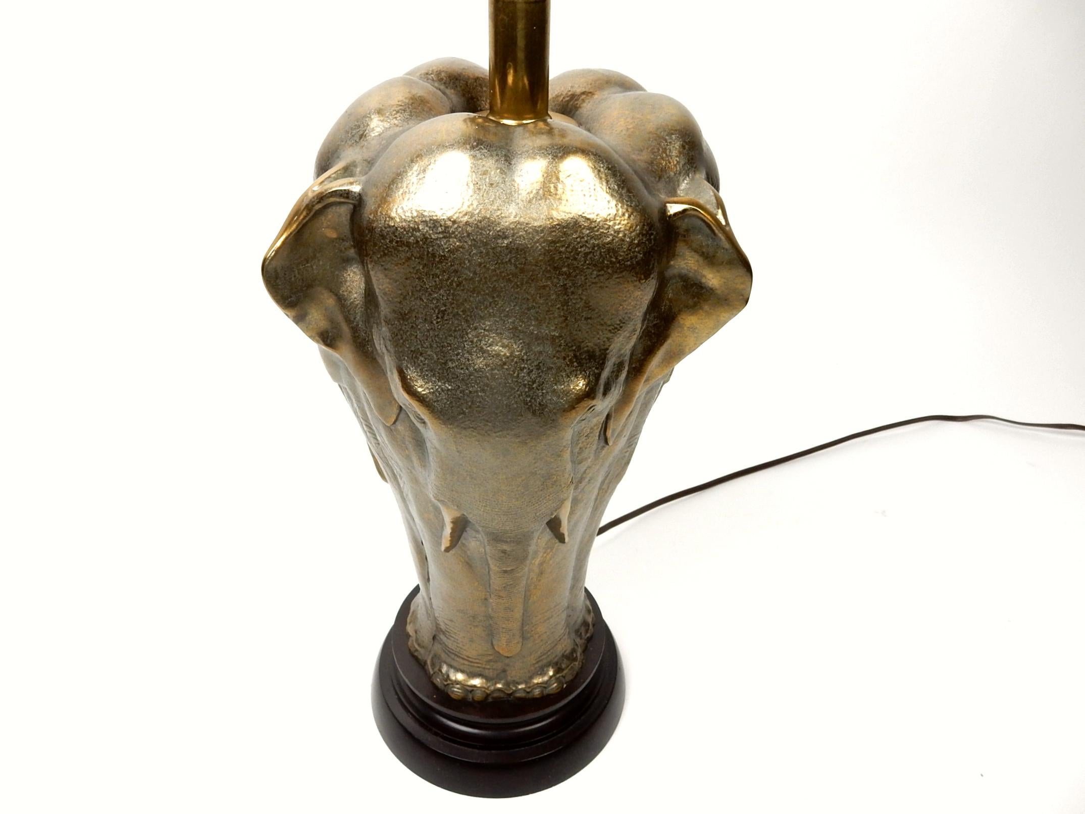 Art Deco Style Trio of Elephants Brass Table Lamp by Chapman 1