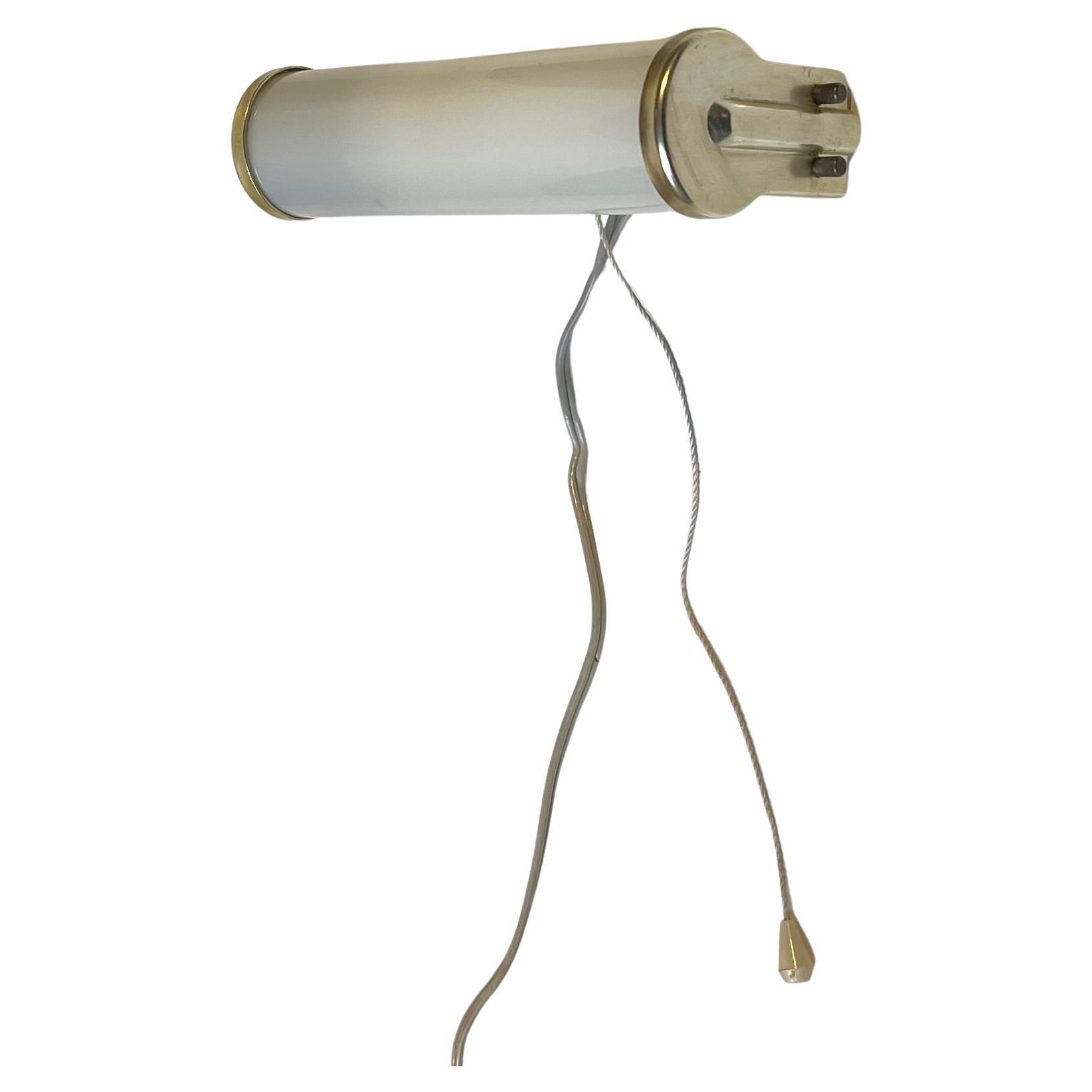 Art Deco Style Tubular Wall Sconce in Opaline Glass from Lyfa, 1950s