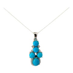 Art Deco Style Turquoise December Birthstone Pendant for Women Gift in Silver