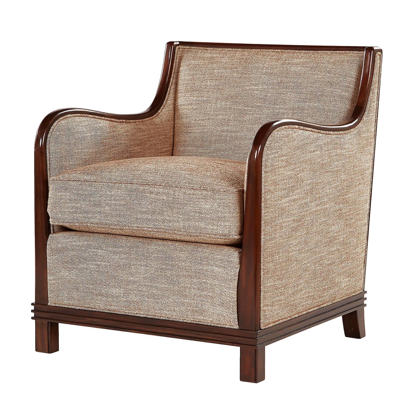 Art Deco Style Upholstered Armchair For Sale
