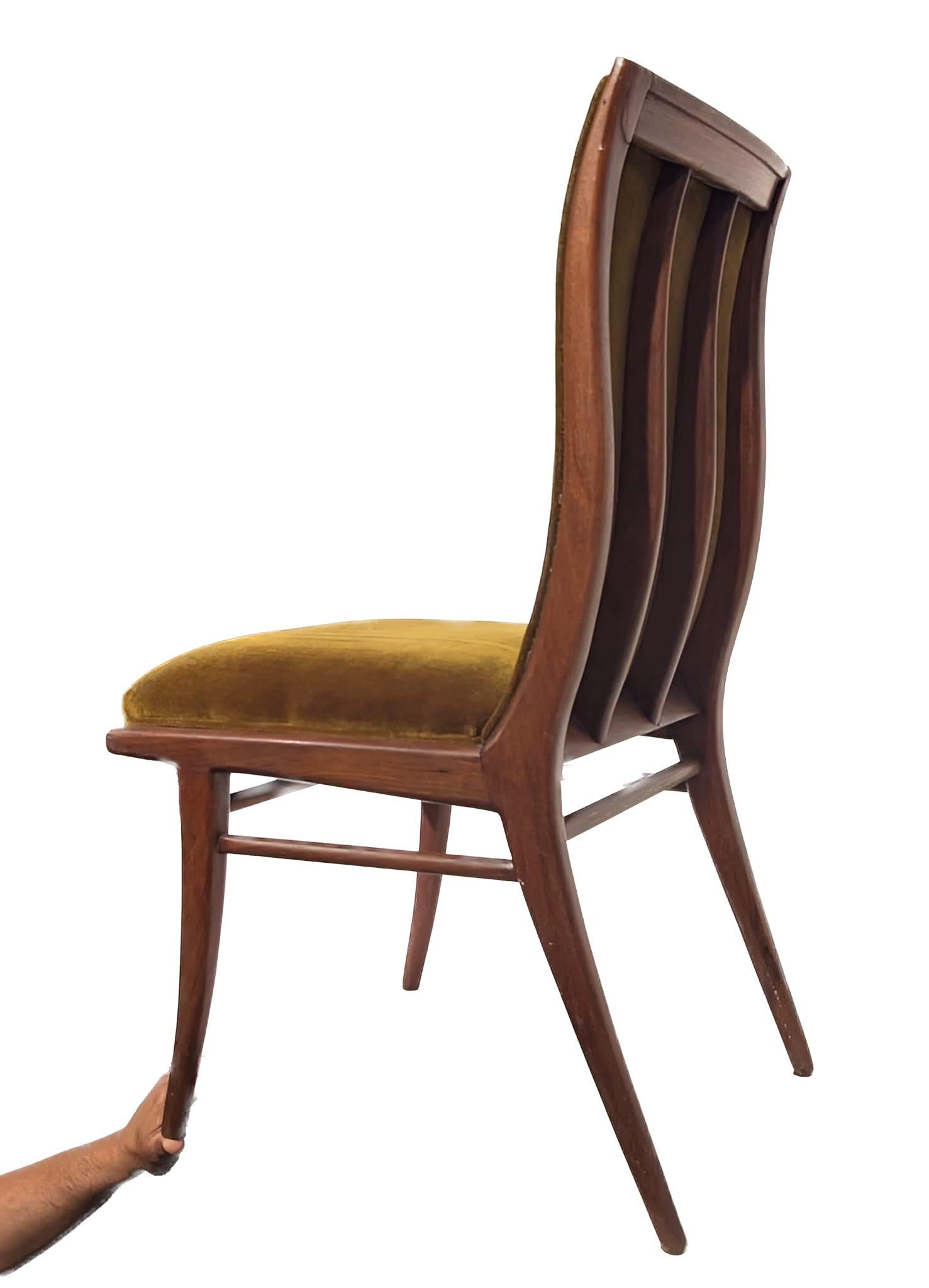Argentine Art Deco Style Upholstered Dining Chairs, Set of 6 For Sale