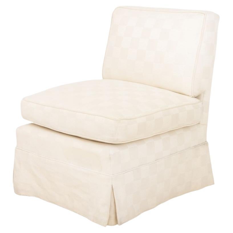 Art Deco Style Upholstered White Slipper Chair