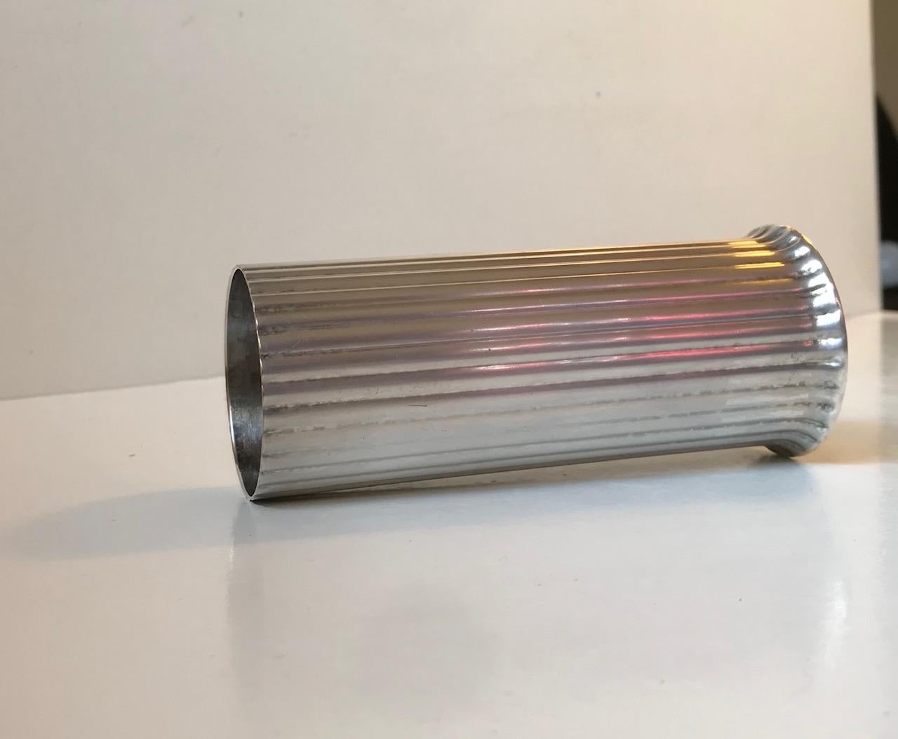 Art Deco Style Vase in White Metal, Denmark 1960s In Good Condition In Esbjerg, DK