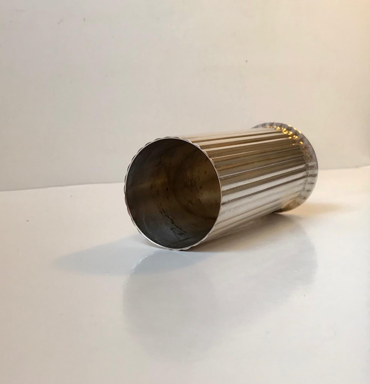 Mid-20th Century Art Deco Style Vase in White Metal, Denmark 1960s For Sale