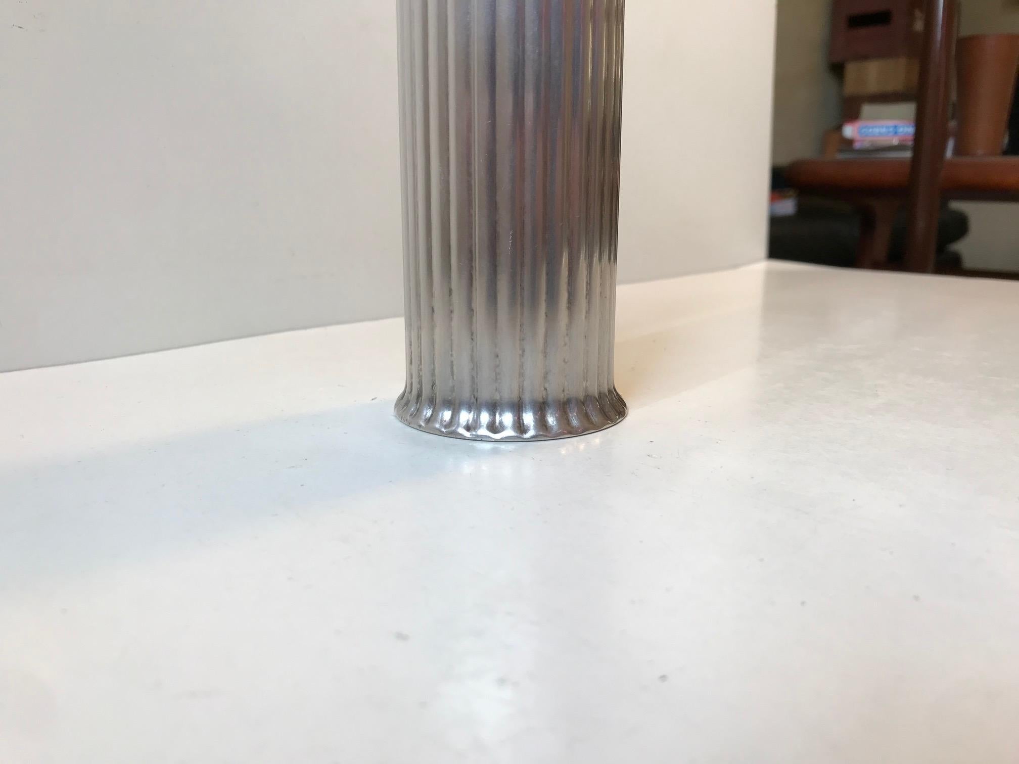 Silver Plate Art Deco Style Vase in White Metal, Denmark 1960s For Sale