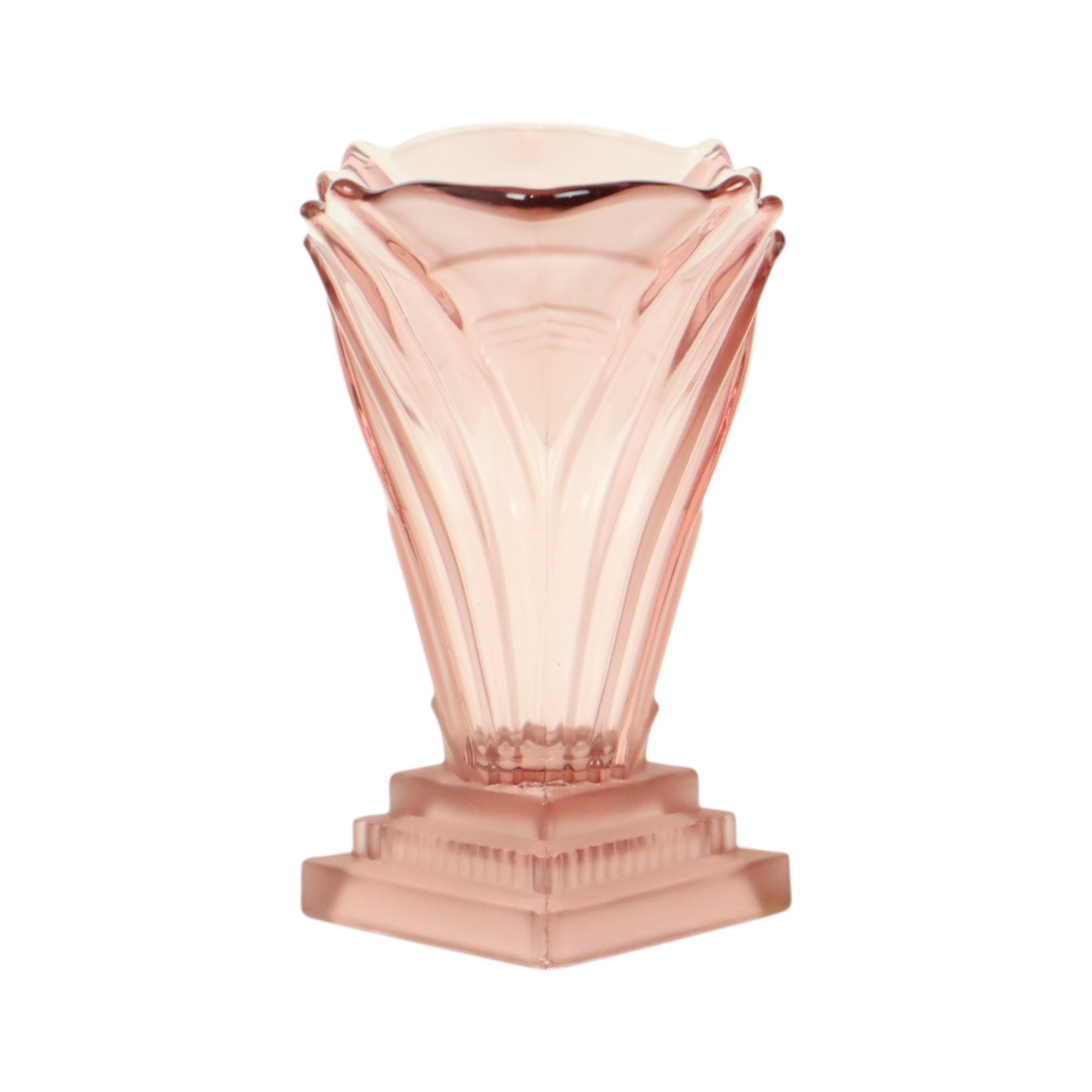 Glass Art Deco Style Vase Model Greta 1950s Walther VEB Sachsenglas For Sale