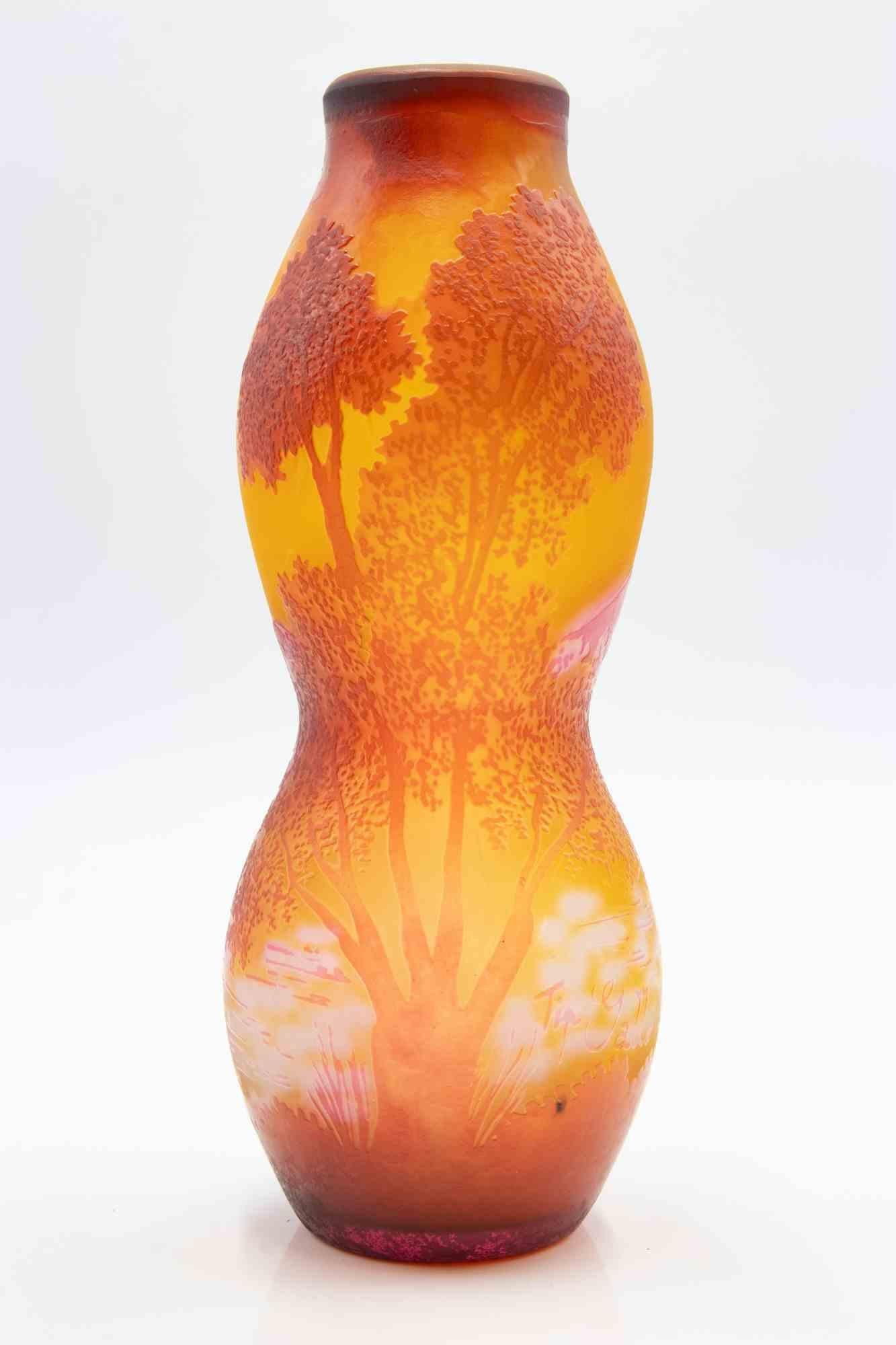 Fin du 20e siècle Vase de style Art Déco - Reproduction d'après Emile Gallé, Italie, années 1980 en vente
