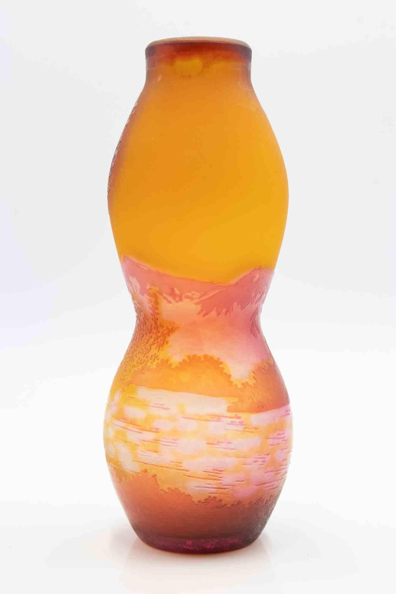 Verre d'art Vase de style Art Déco - Reproduction d'après Emile Gallé, Italie, années 1980 en vente