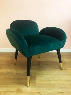 Organic Modern Art Deco Style Velvet & Brass Dining Chair Patagonia Handcrafted