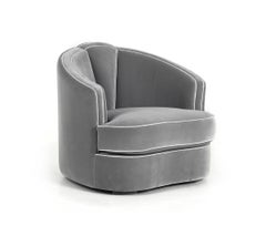 Art Deco Style Velvet Armchair with Piping
