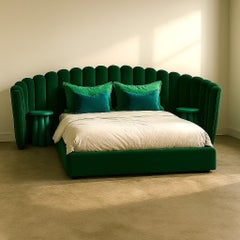 Art Deco Style Vendome Bed: Scalloped Mohair Velvet Headboard