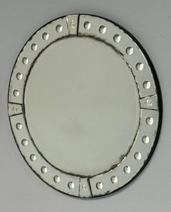 Art Deco Style, Venetian Circular Wall Mirrors, Antiqued Beveled Glass, 21st C.