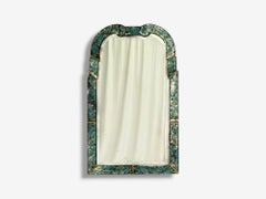 Art Deco Style, Venetian Wall Mirror, Green Antiqued Beveled Glass, 21st C.