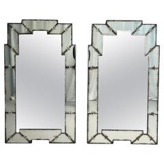 Art Deco Style, Venetian Wall Mirrors, Antiqued and Beveled Glass, 21st C.