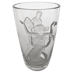 Art Deco Style Verlys France Crystal Glass Vase, Carl Schmitz